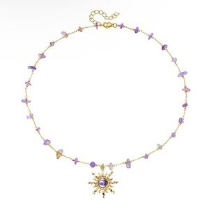 Gold and Purple Sun Pendant Necklace